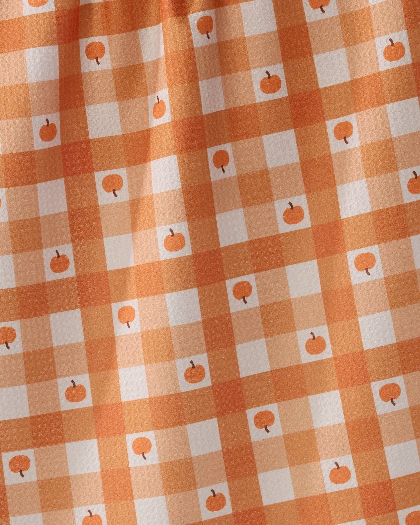 Pumpkin Check Geometry Tea Towel