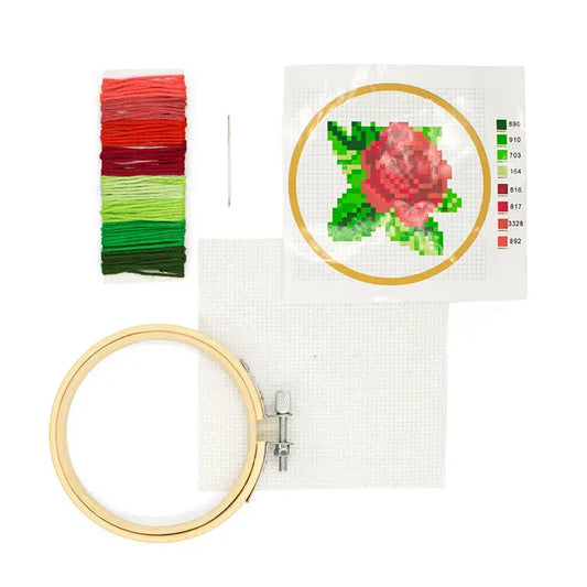 Rose Mini Cross Stitch Embroidery Kit