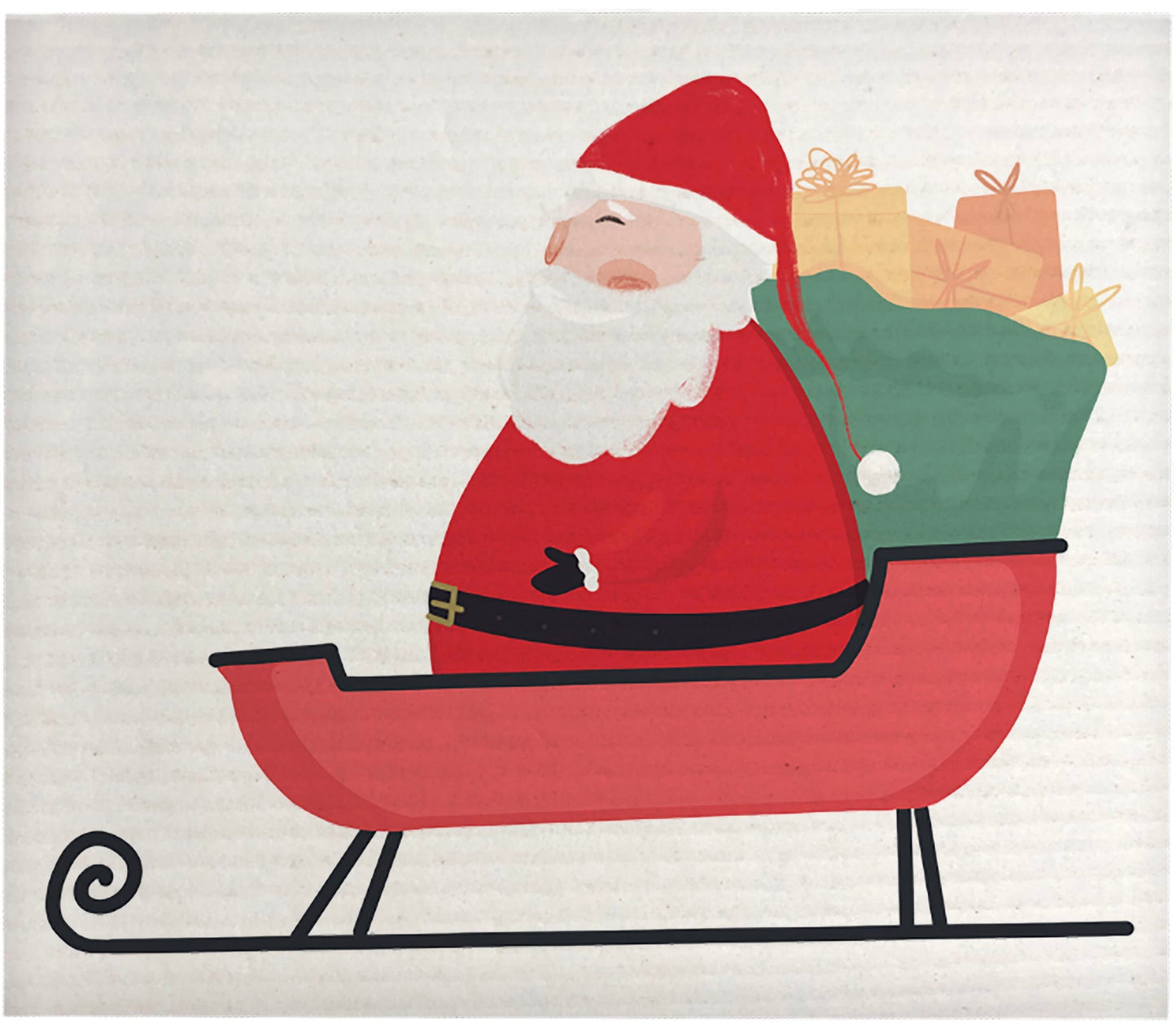 Santa in Sleigh Swedish Dishcloth