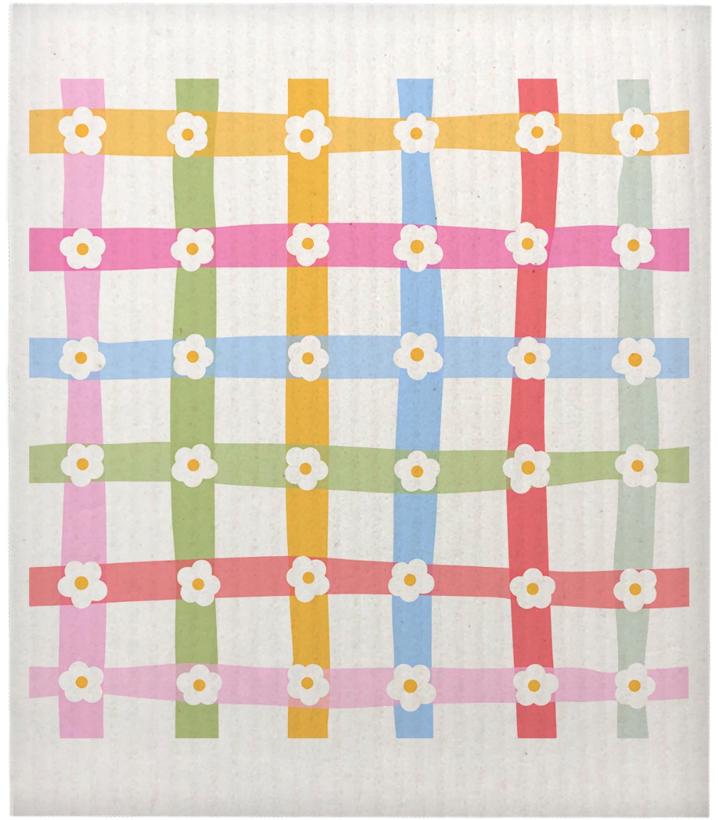 Flower Checkered Swedish Dishcloth