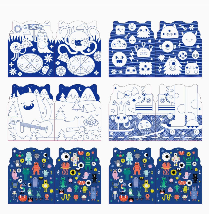Coloring Book with Stickers: Monsters