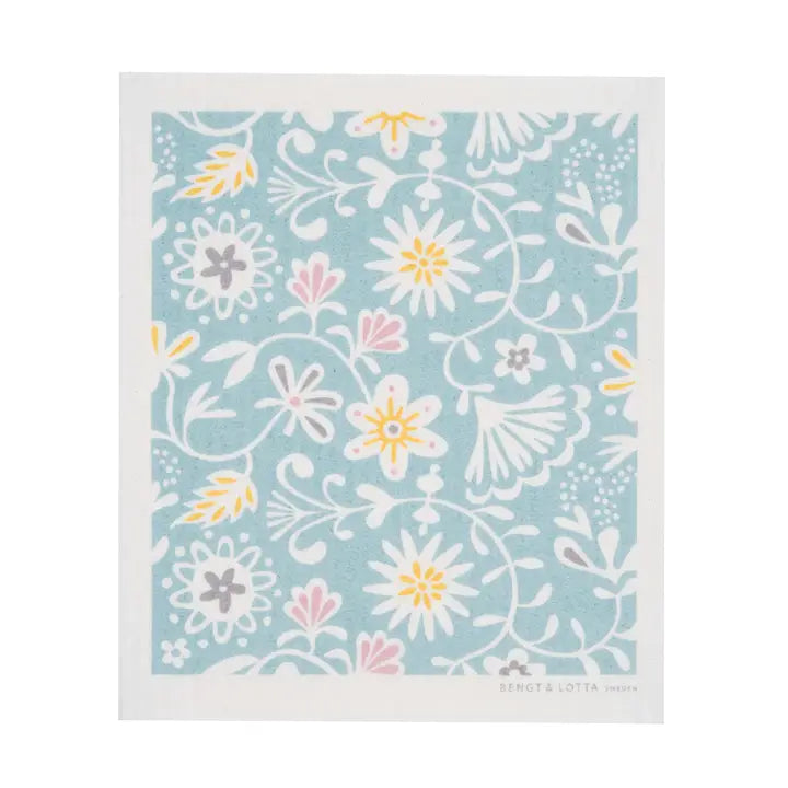 Blue Floral Swedish Dishcloth
