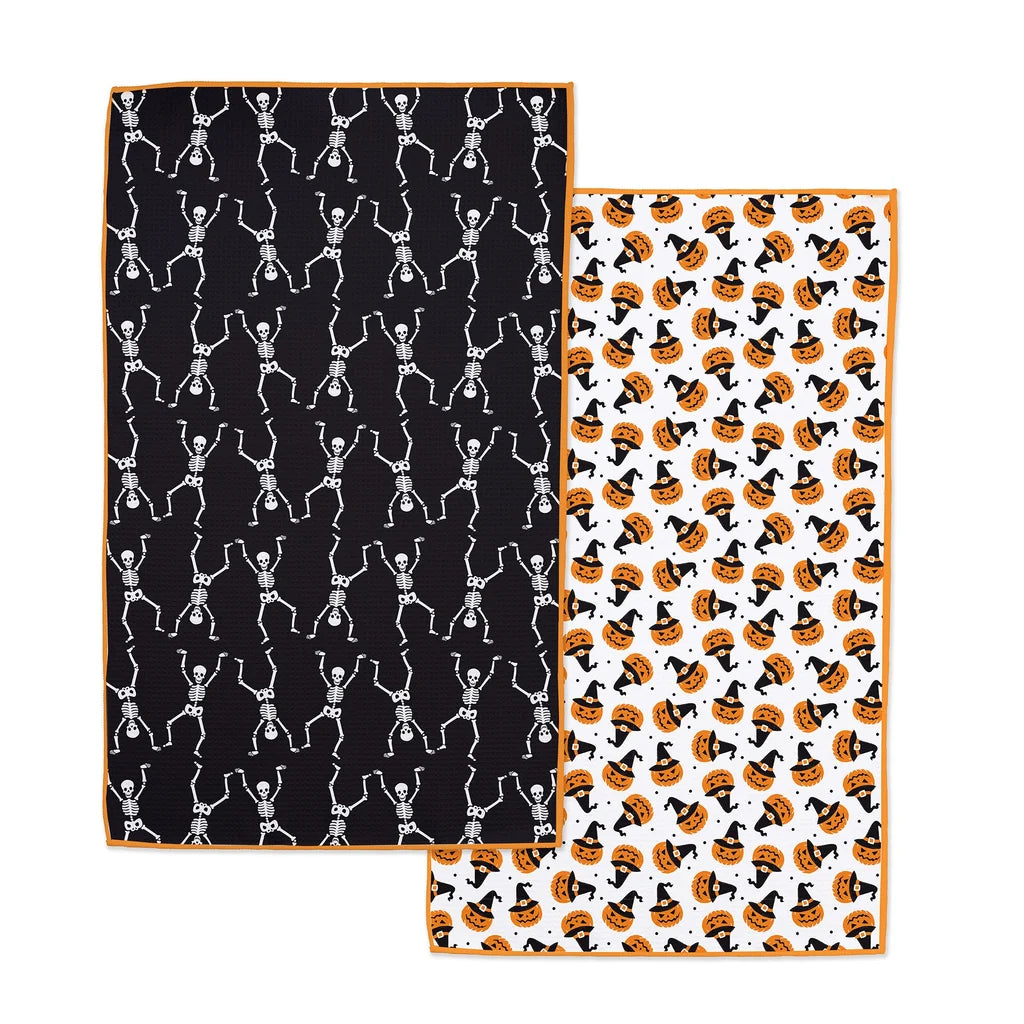 Skeleton Jack O Lanterns Microfiber Dishtowel