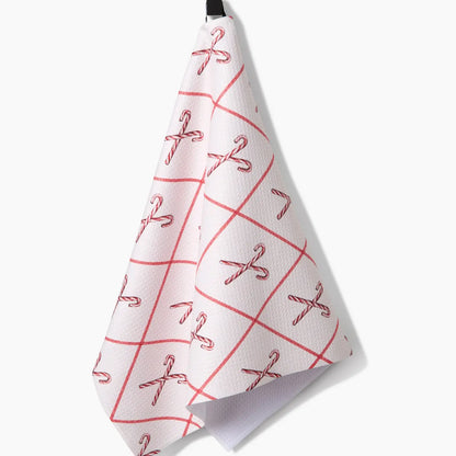 Festive Candy Canes Geometry Towel