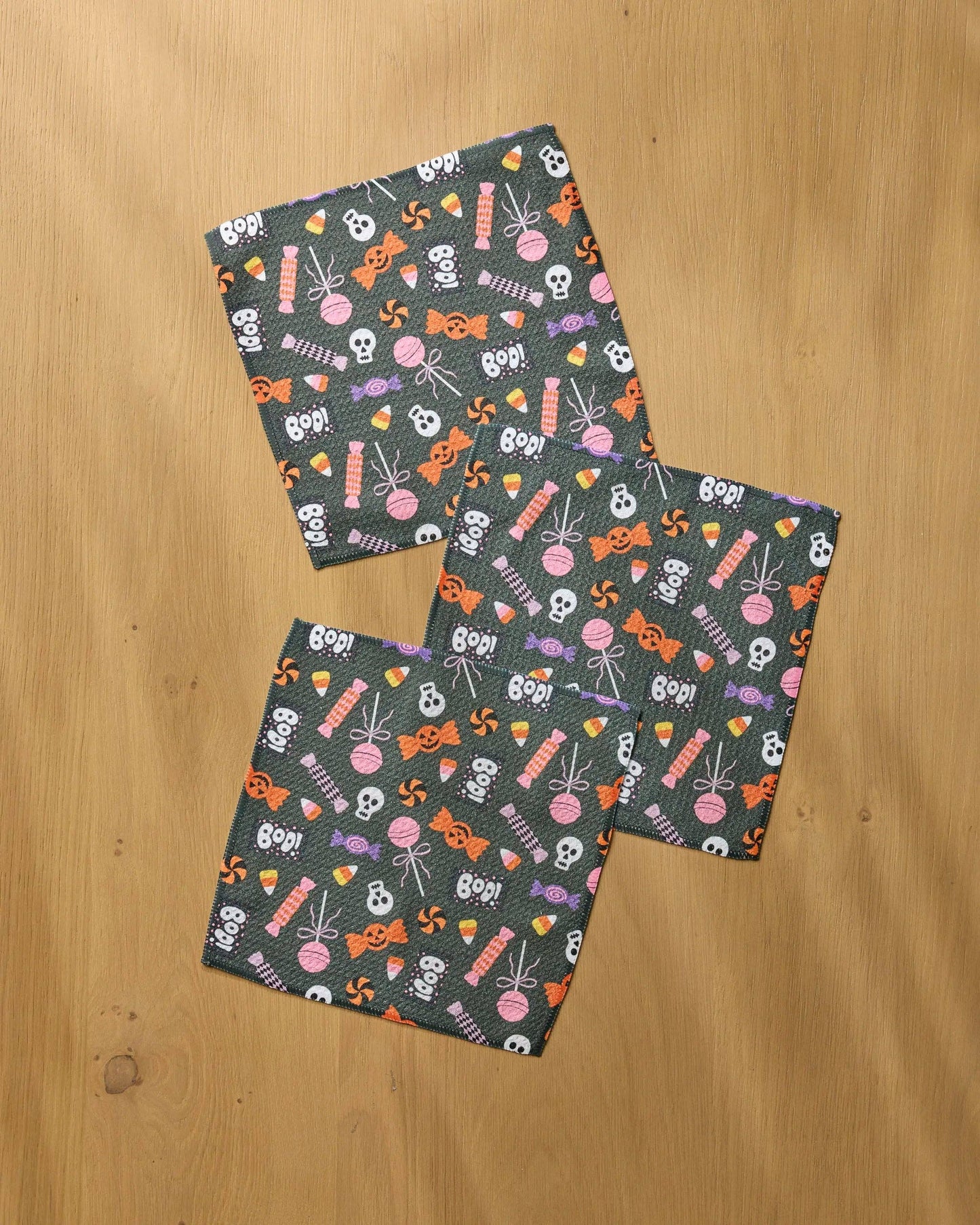 Spooky Sweets Black Geometry Dishcloth Set