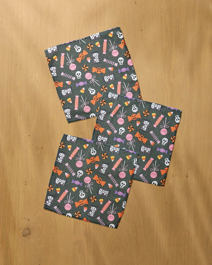 Spooky Sweets Black Geometry Dishcloth Set