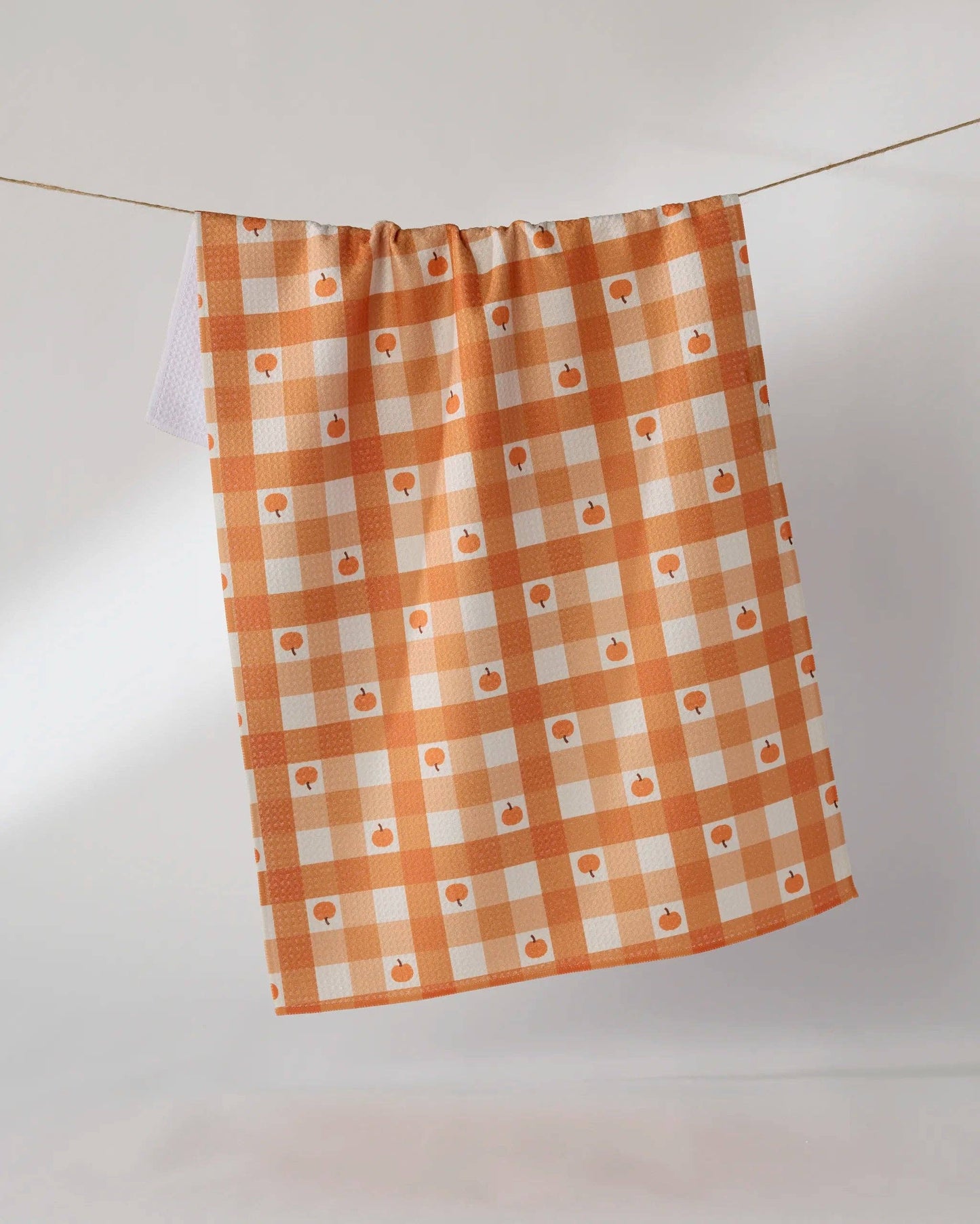 Pumpkin Check Geometry Tea Towel