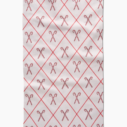 Festive Candy Canes Geometry Towel