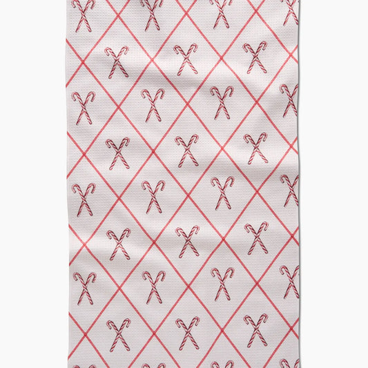 Festive Candy Canes Geometry Towel