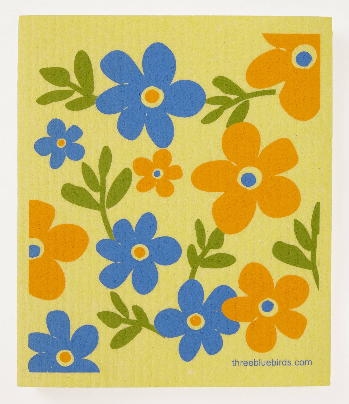 Flower Patch on Yellow Swedish Dishcloth