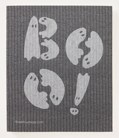 BOO! on Graphite Swedish Dishcloth