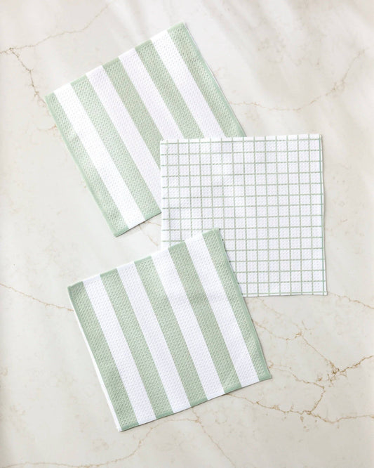 Sweet Mint Geometry Dishcloth Set