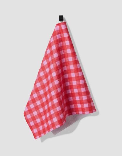 Cherry Gingham Geometry Towel