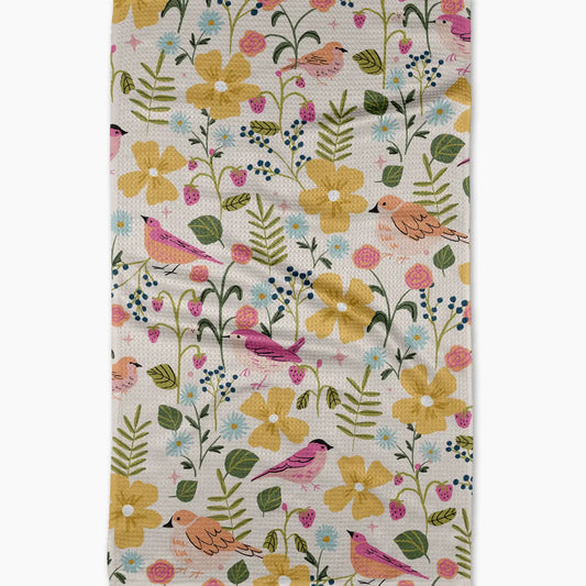 Summer Songbirds Geometry Tea Towel