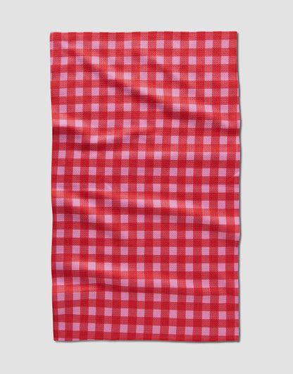 Cherry Gingham Geometry Towel