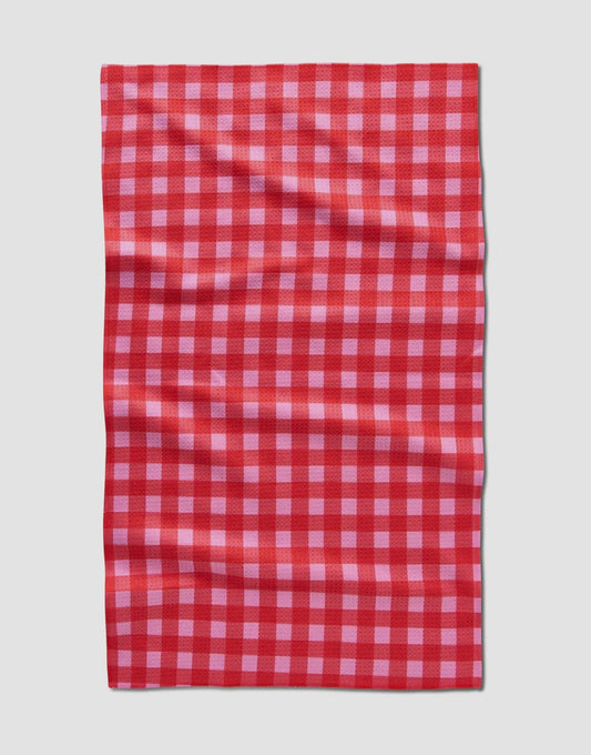 Cherry Gingham Geometry Towel