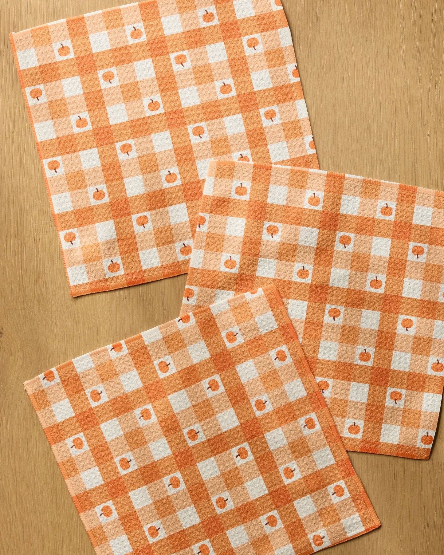 Pumpkin Check Geometry Dishcloth Set