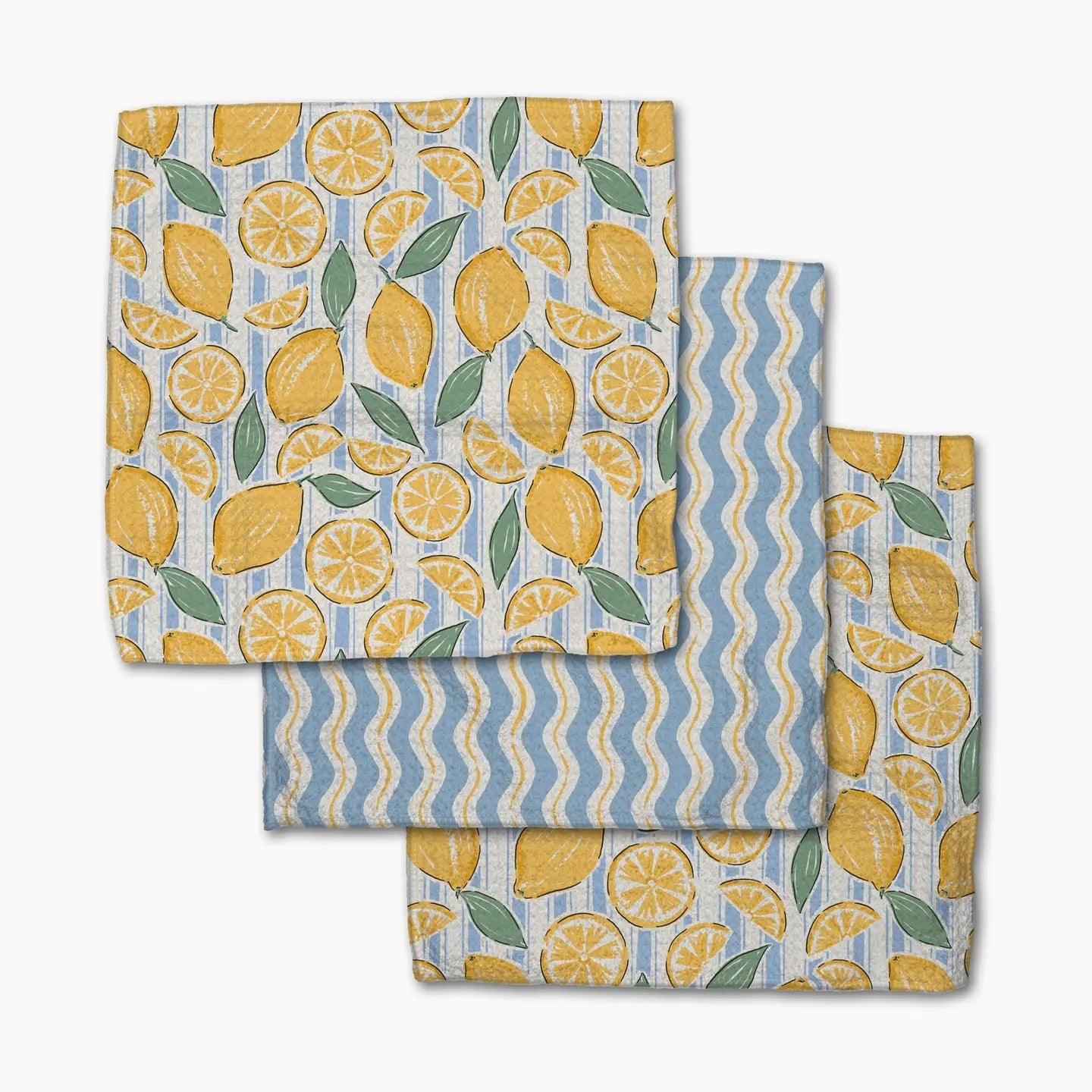 Lemon Waves Geometry Dishcloth Set