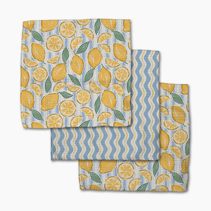 Lemon Waves Geometry Dishcloth Set