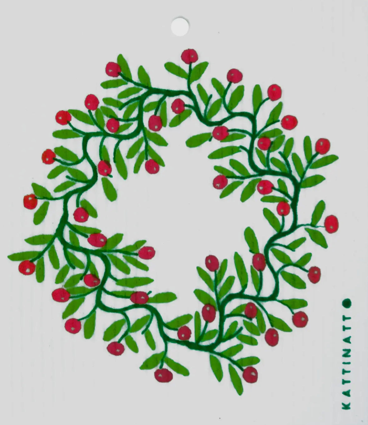 Holly Wreath Swedish Dishcloth