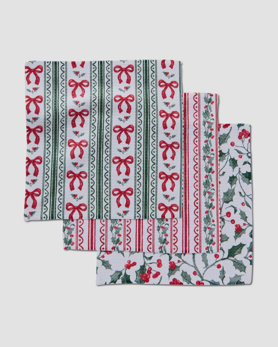 Christmas Ribbons Geometry Dishcloth Set