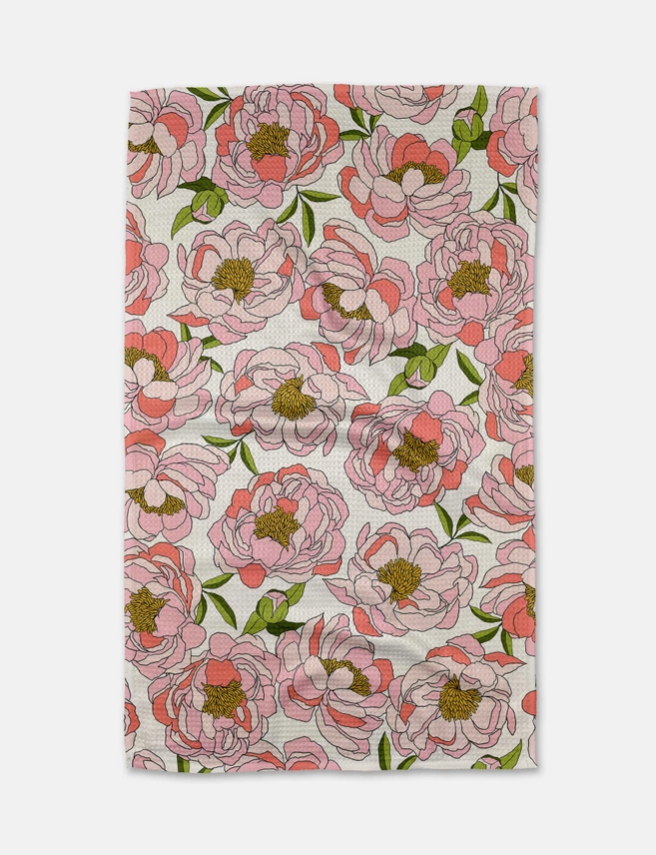 Peony Paradise Geometry Tea Towel