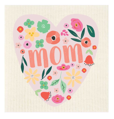 Mom Spring Heart Swedish Dishcloth