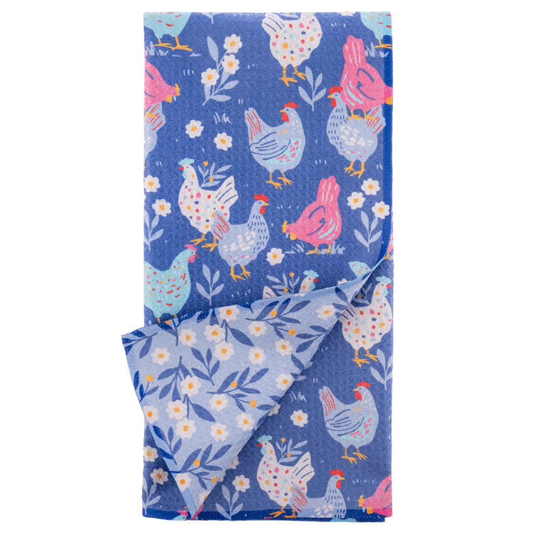 Chickens Double Sided Microfiber Tea Towel