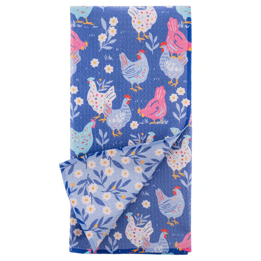 Chickens Double Sided Microfiber Tea Towel