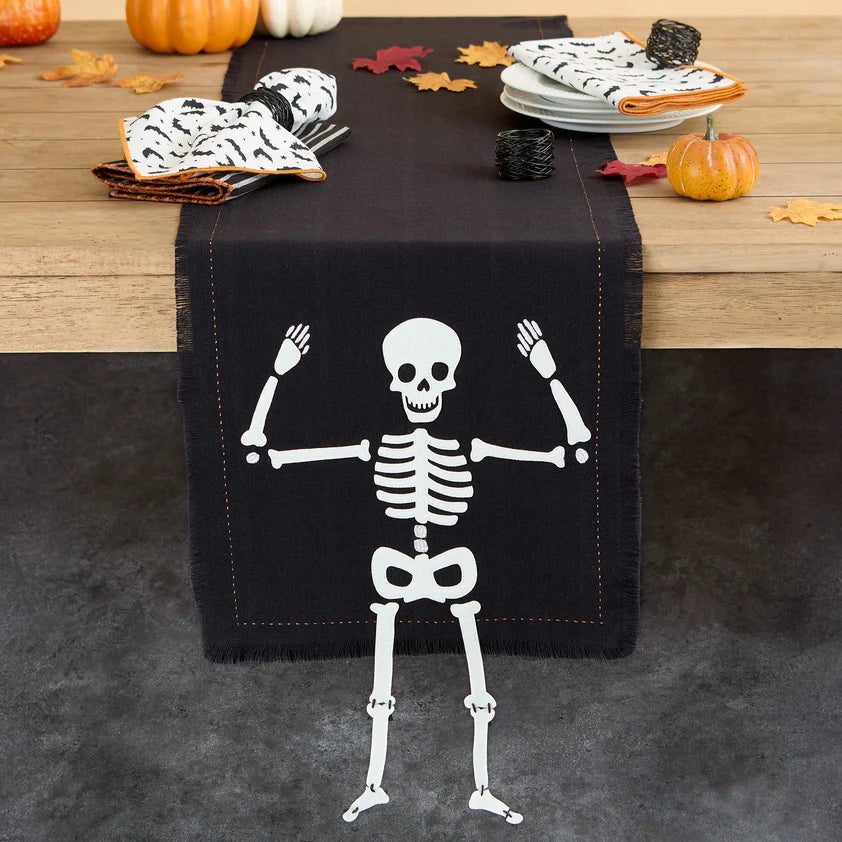 Happy Skeleton Embellished Table Runner
