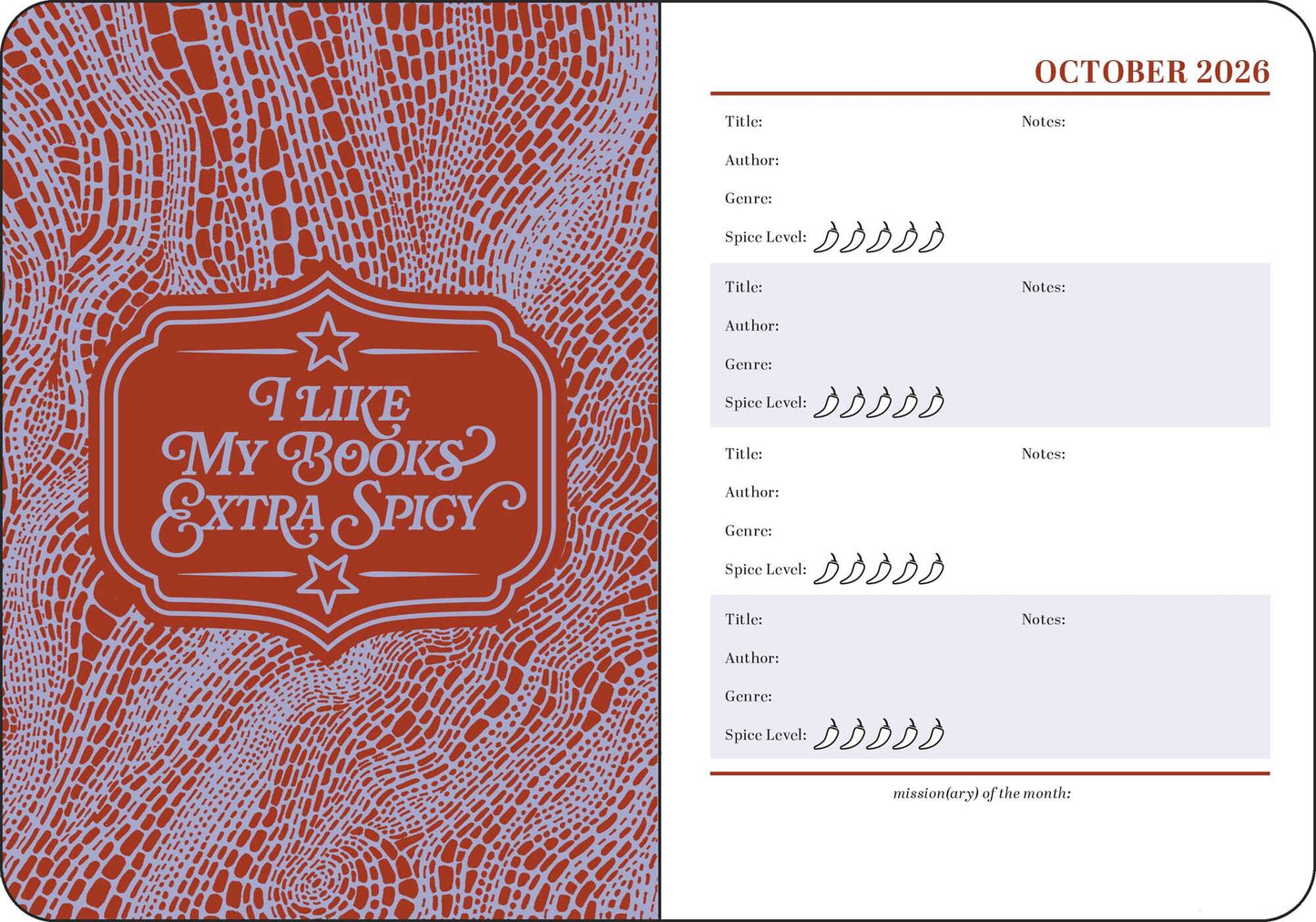 Spicy Book Club 16-Month 2026-2027 Weekly/Monthly Planner Calendar