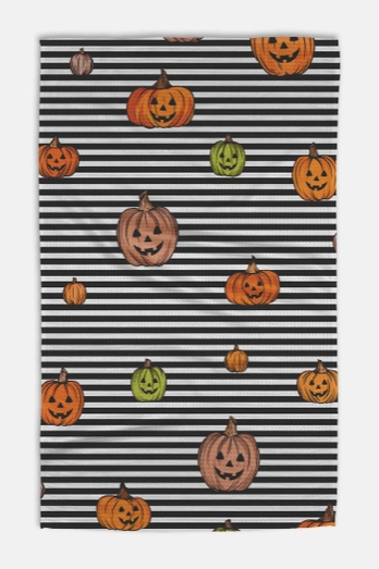 Striped Pumpkin Geometry Tea Towel